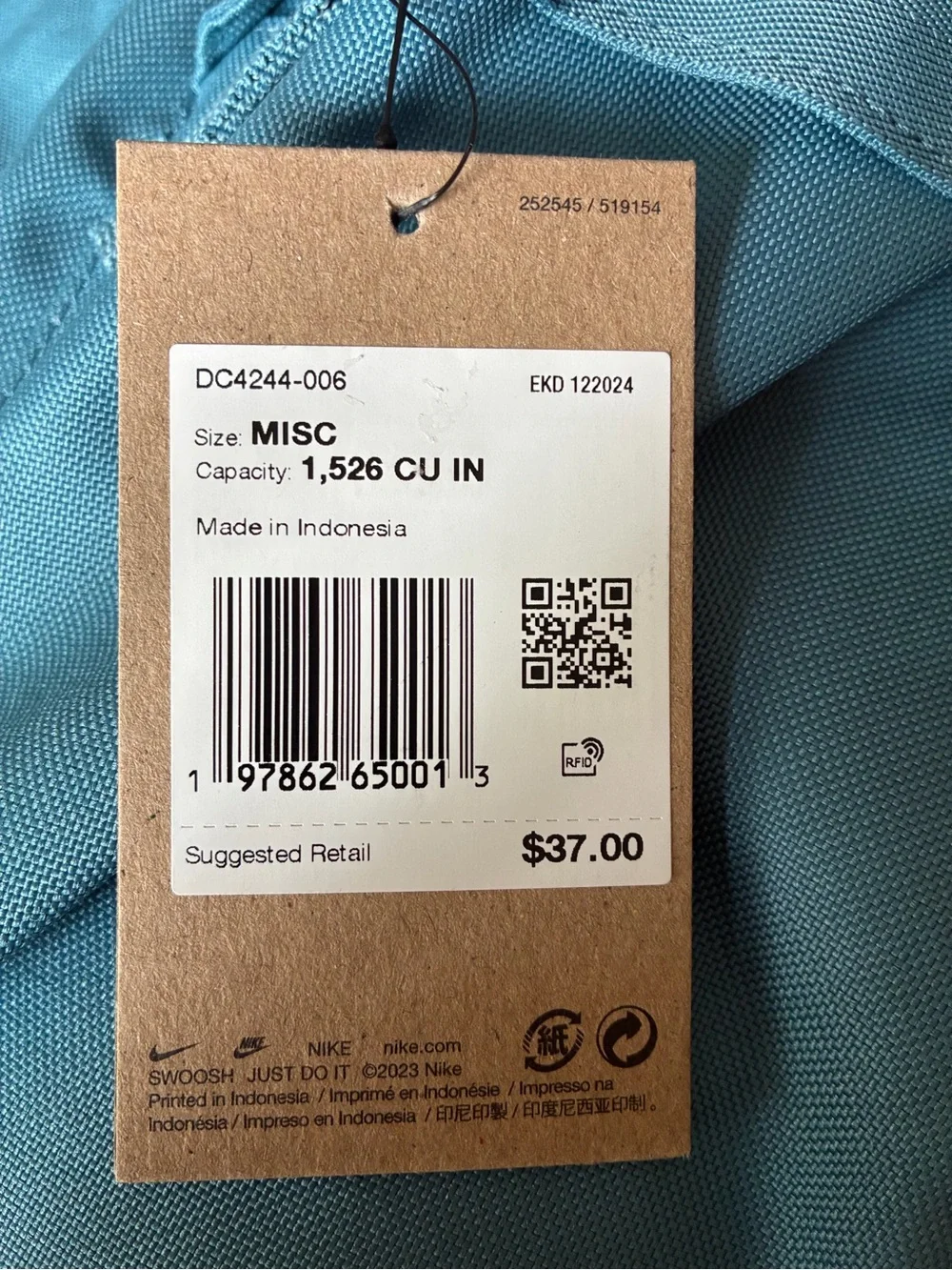 Nike Heritage Backpack Light Blue/Teal Classic Logo Swoosh